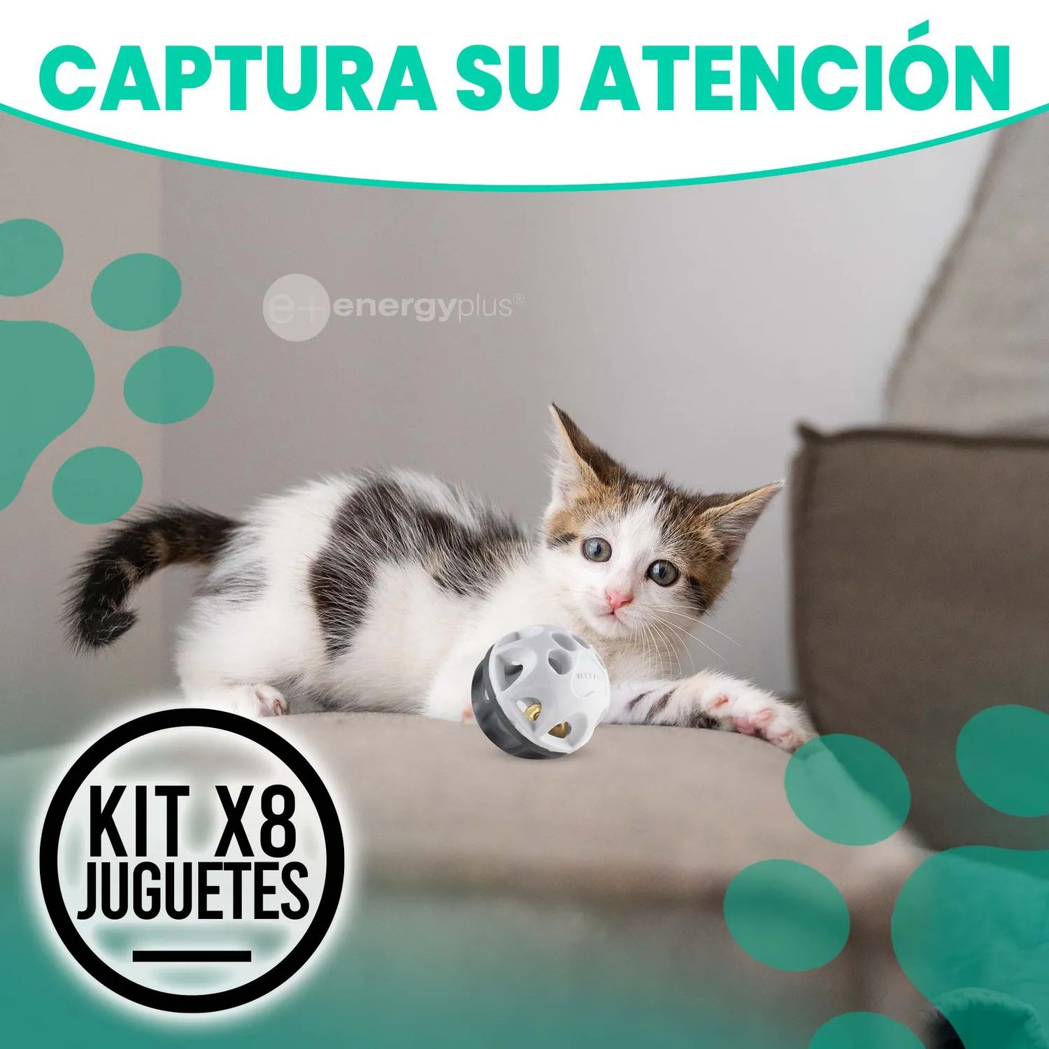 Kit X8 Pelotas Para Gatos Con Cascabel Suave Resistente 4