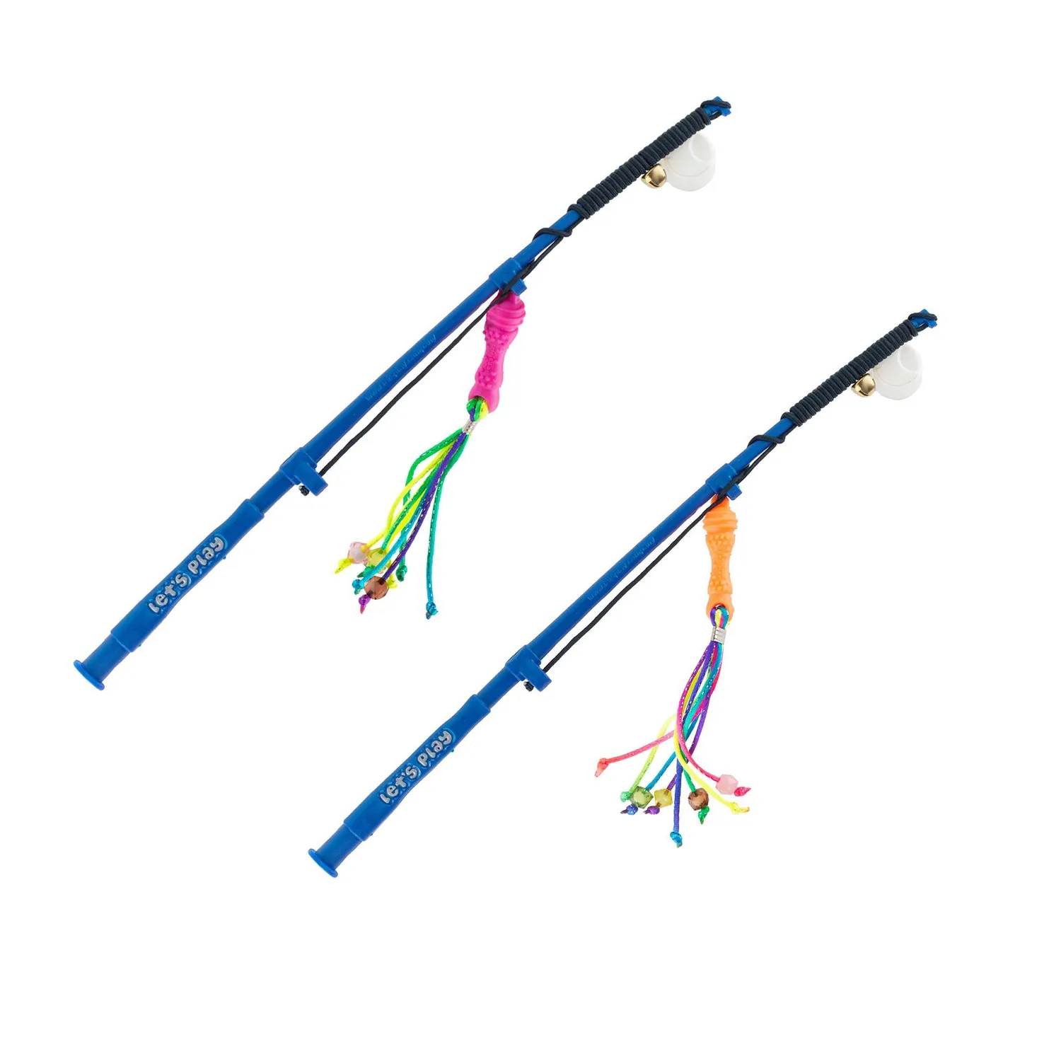 2 Cañas De Pescar Juego Para Gatos Con Señuelo Lazo Cascabel