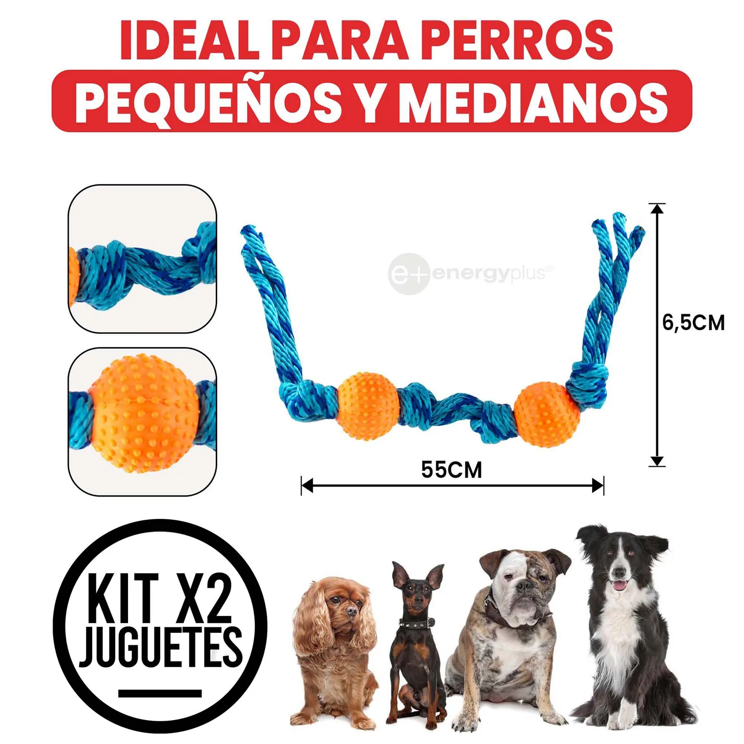 2 Juguetes Para Perro  Pelotas y Cuerda Antisarro Naranja Verde 5