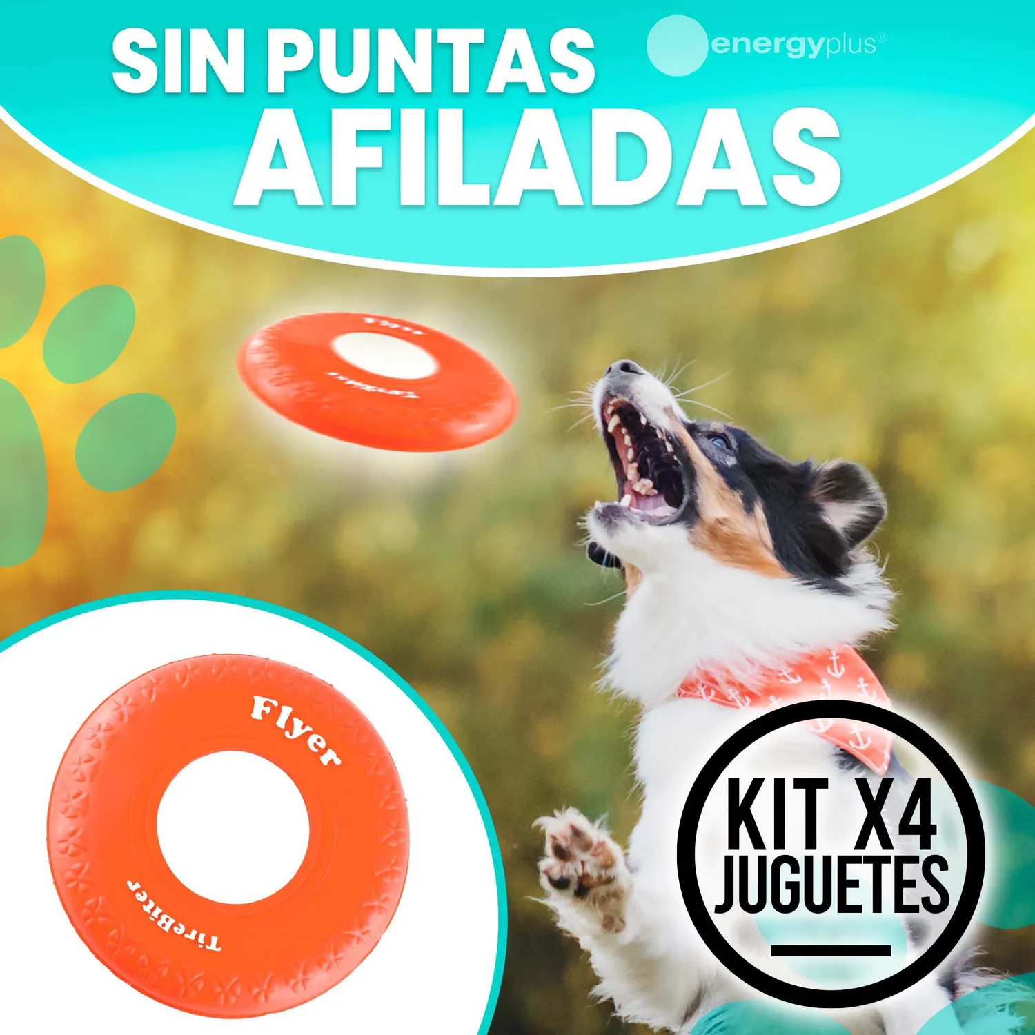 4 Frisbee Goma Segura Para Perro: Ideal Adiestramiento