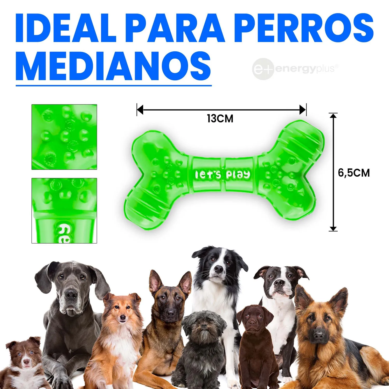 Juguete Para Perro Mordedor Dental Hueso Goma Med Verde 5