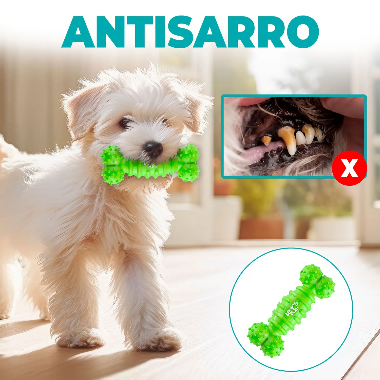 Hueso Goma Antisarro Perros Peq Y Medianos Verde