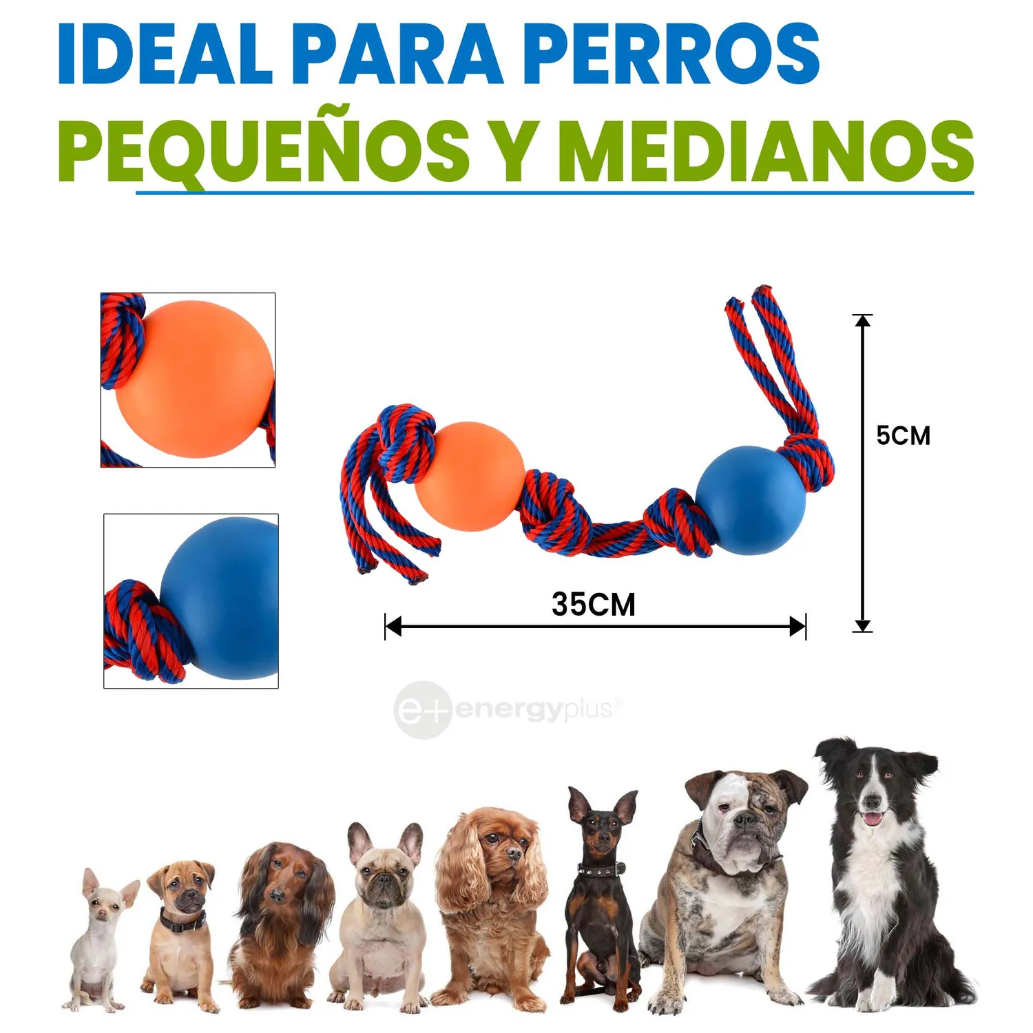 Juguete Para Perro Con Cuerda Y Pelotas Peq Naranja 5