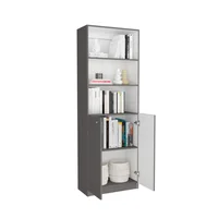 Estante Home 2 Puertas 180X62 Rta Plomo Blanco