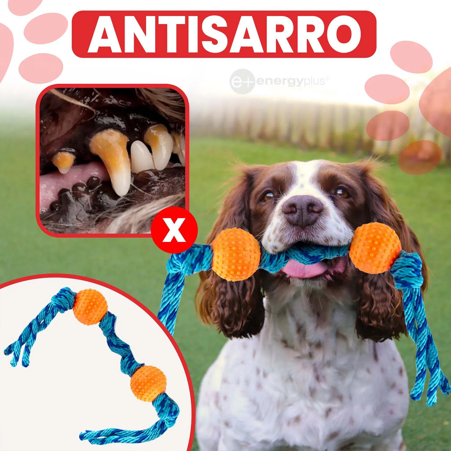 Juguete Para Perro Pelotas Y Cuerda Antisarro Naranja