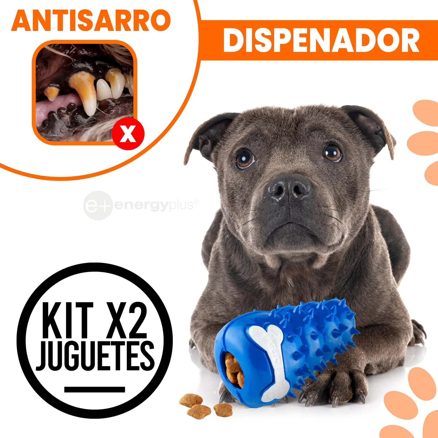 Juguete Y Dispensador Para Perro Masticable Azul Rojo Dos Unidades