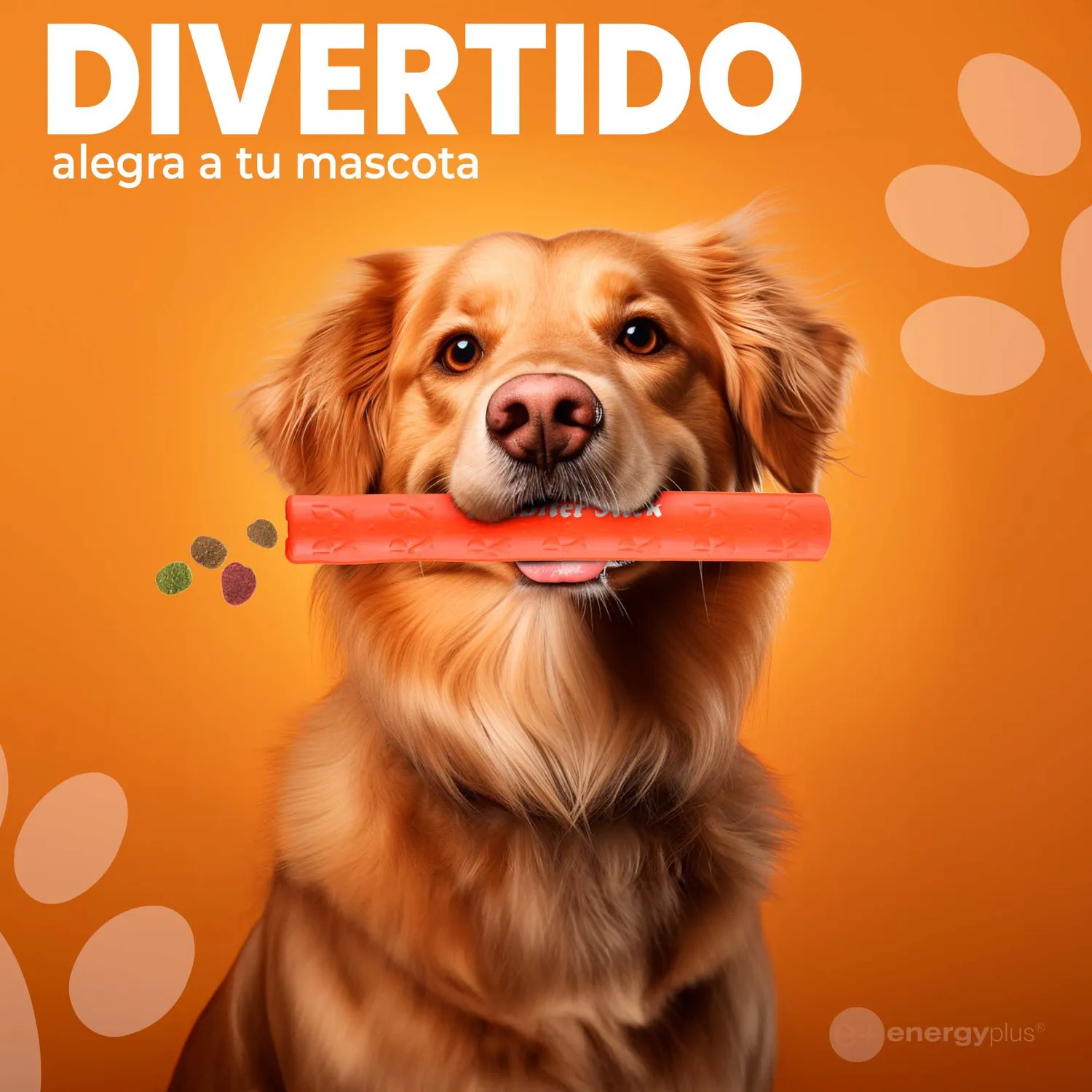 Juguete Para Perro Bastón Rellenable  30Cm Naranja 4