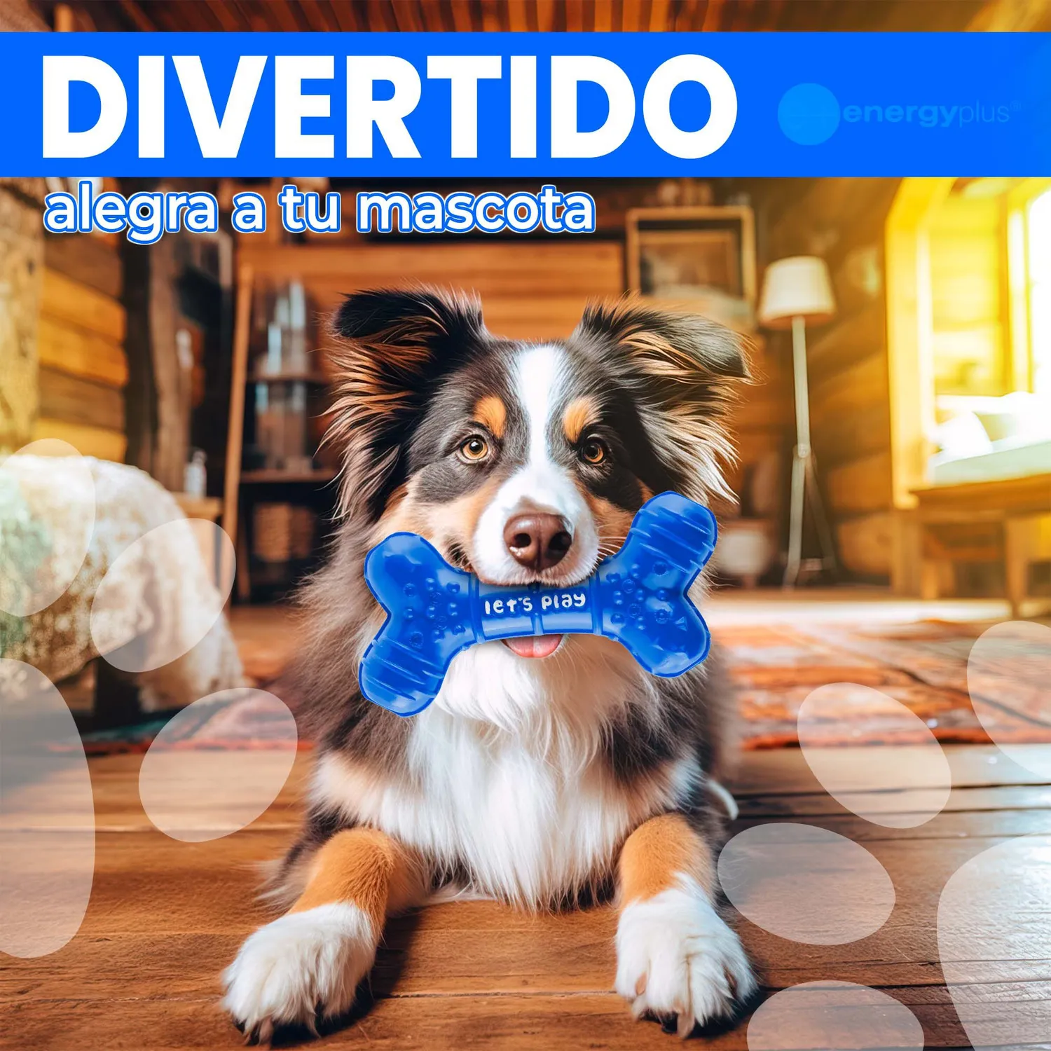 Juguete Para Perro Mordedor Dental Hueso de Goma  Med Azul 4