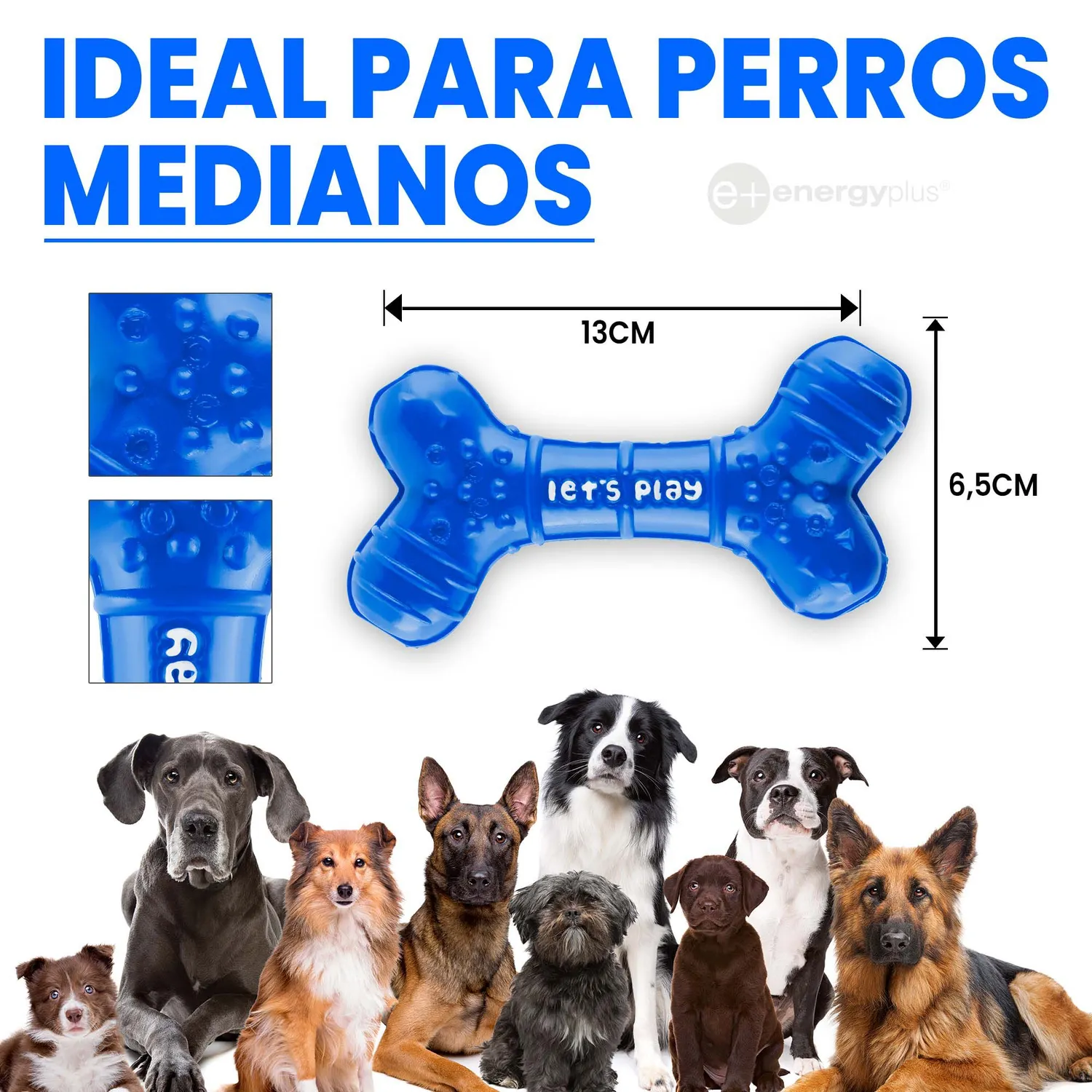 Juguete Para Perro Mordedor Dental Hueso de Goma  Med Azul 5