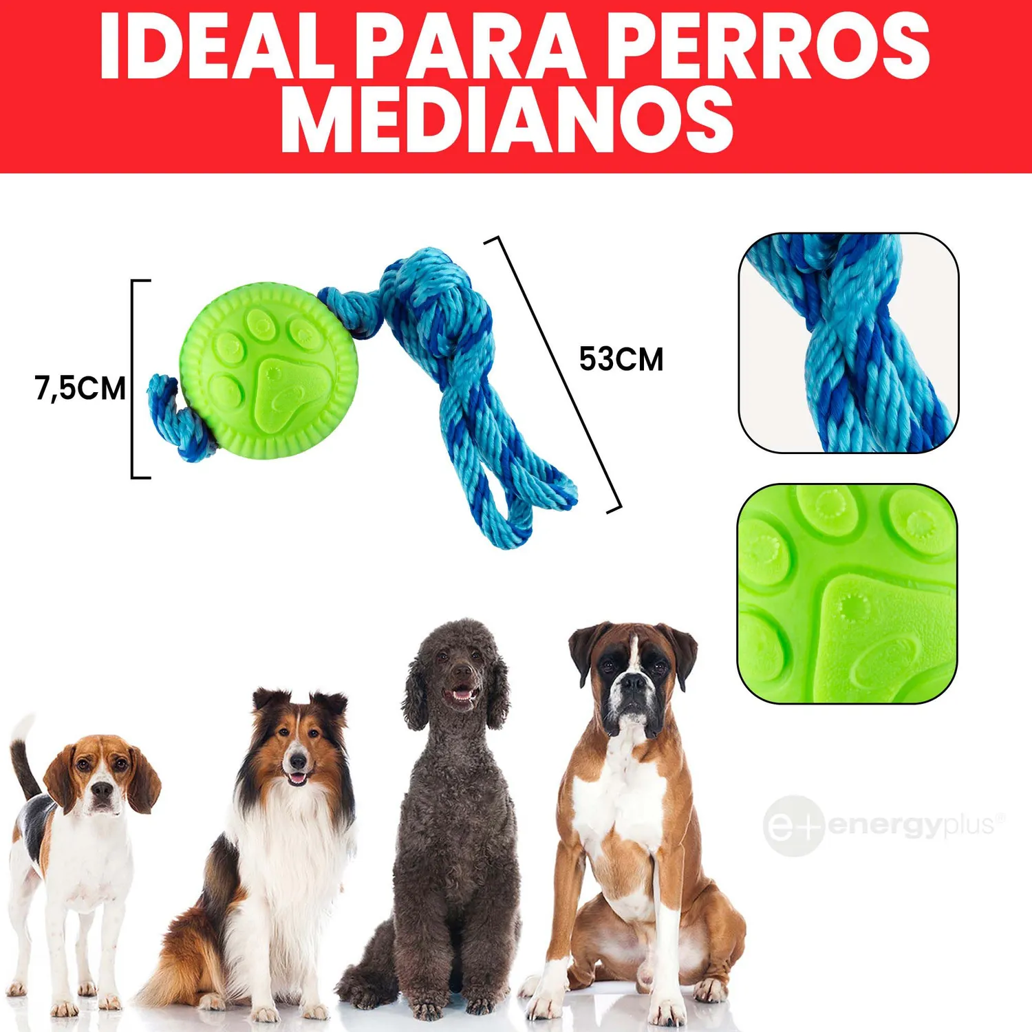 Juguete Para Perro Pelota Y Cuerda Med Verde 5