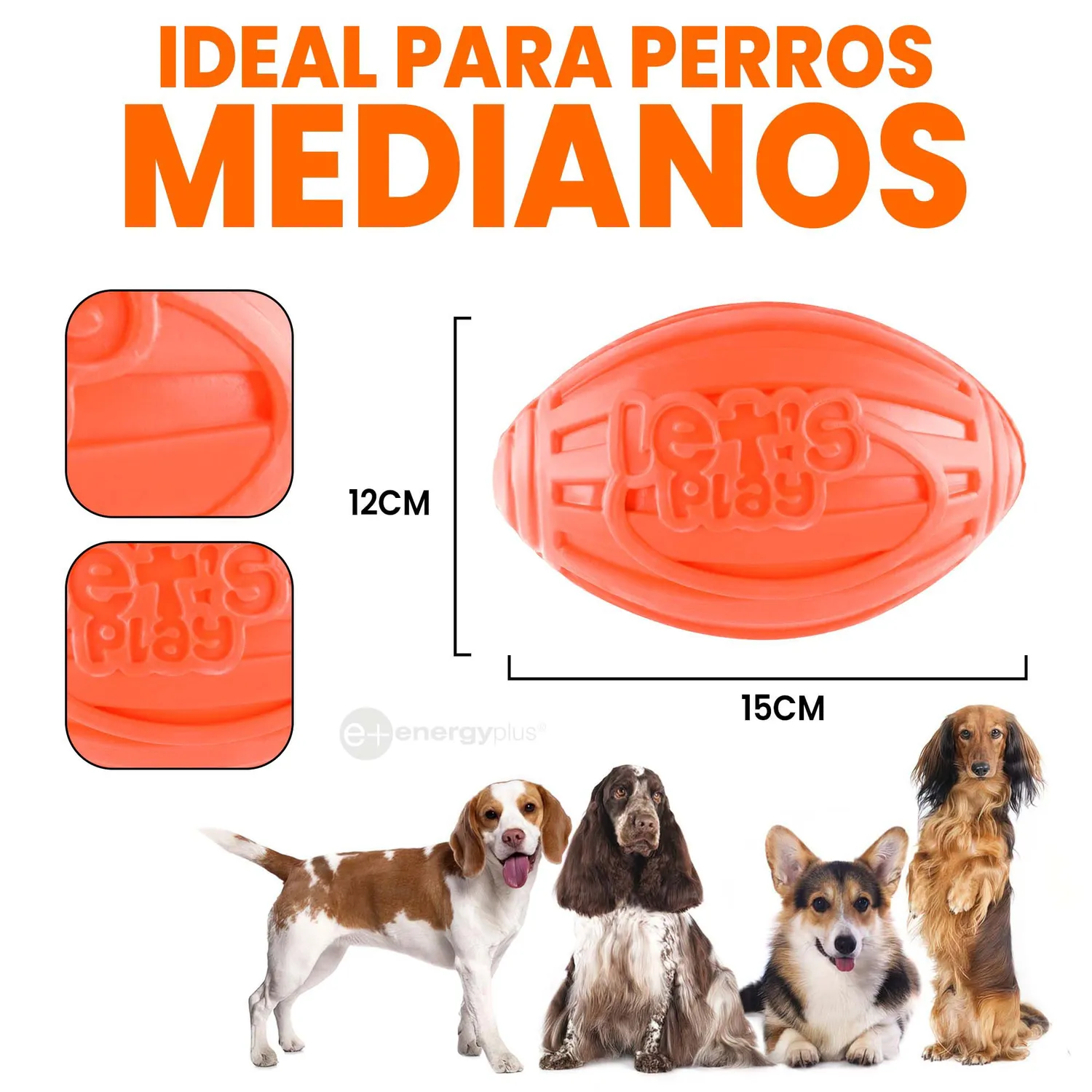 Juguete Para Perro Balón Ovalado Y Chillón Naranja 5