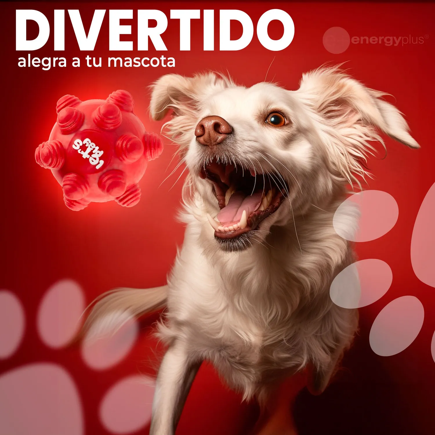 Juguete Para Perro Pelota Maciza Con Taches Rojo 4