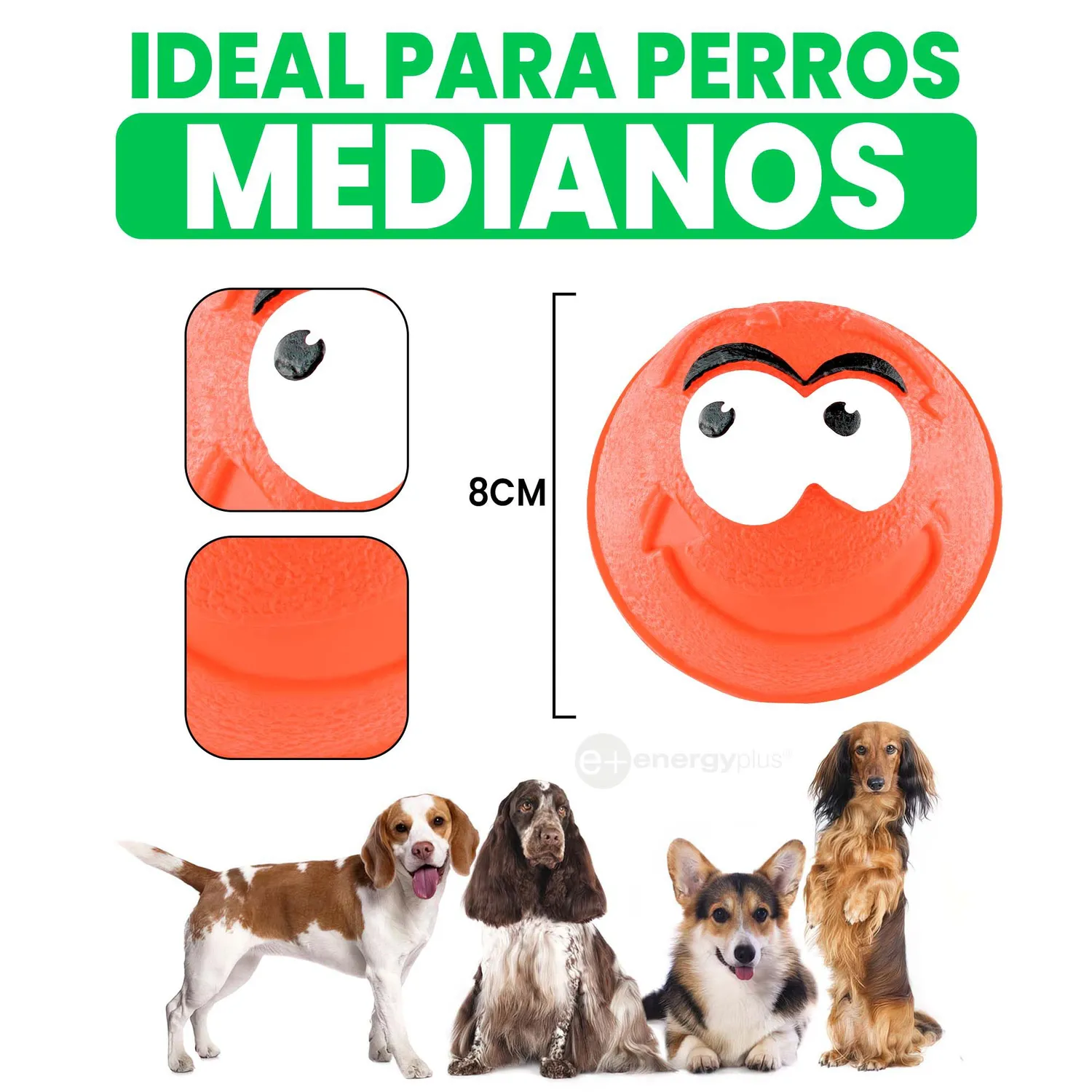 Pelota Para Perro Maciza Gran Rebote Naranja 5