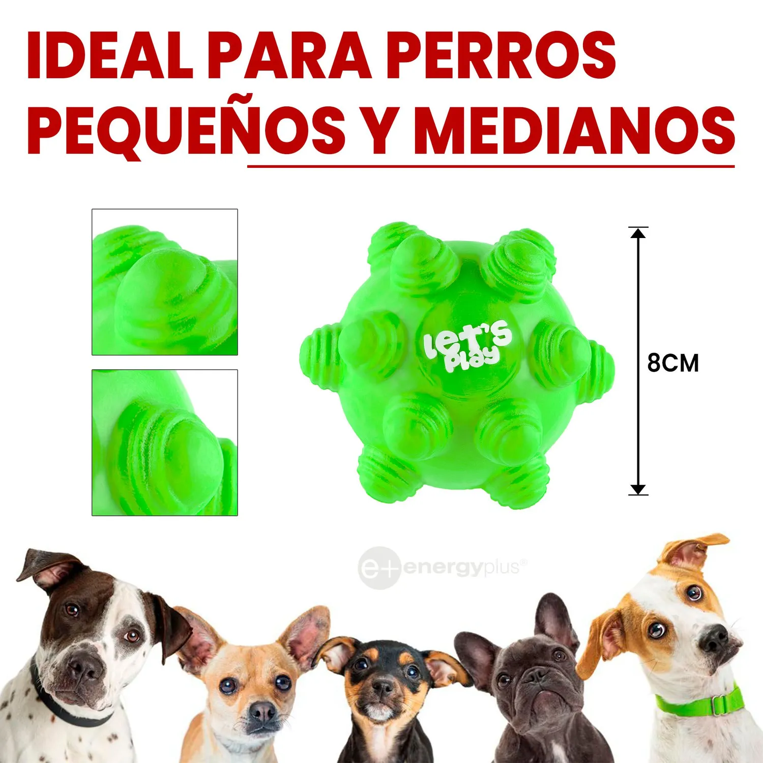 Juguete Para Perro Pelota Maciza Con Taches Verde 5