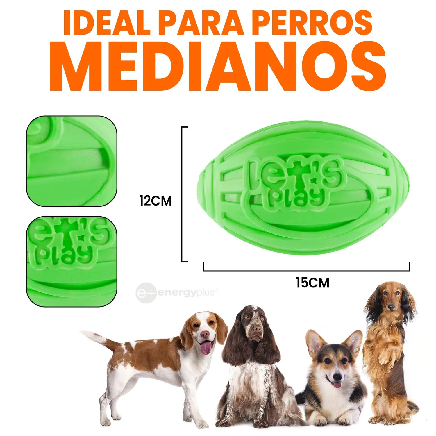 Juguete Para Perro: Balón Ovalado y Chillón Verde 5