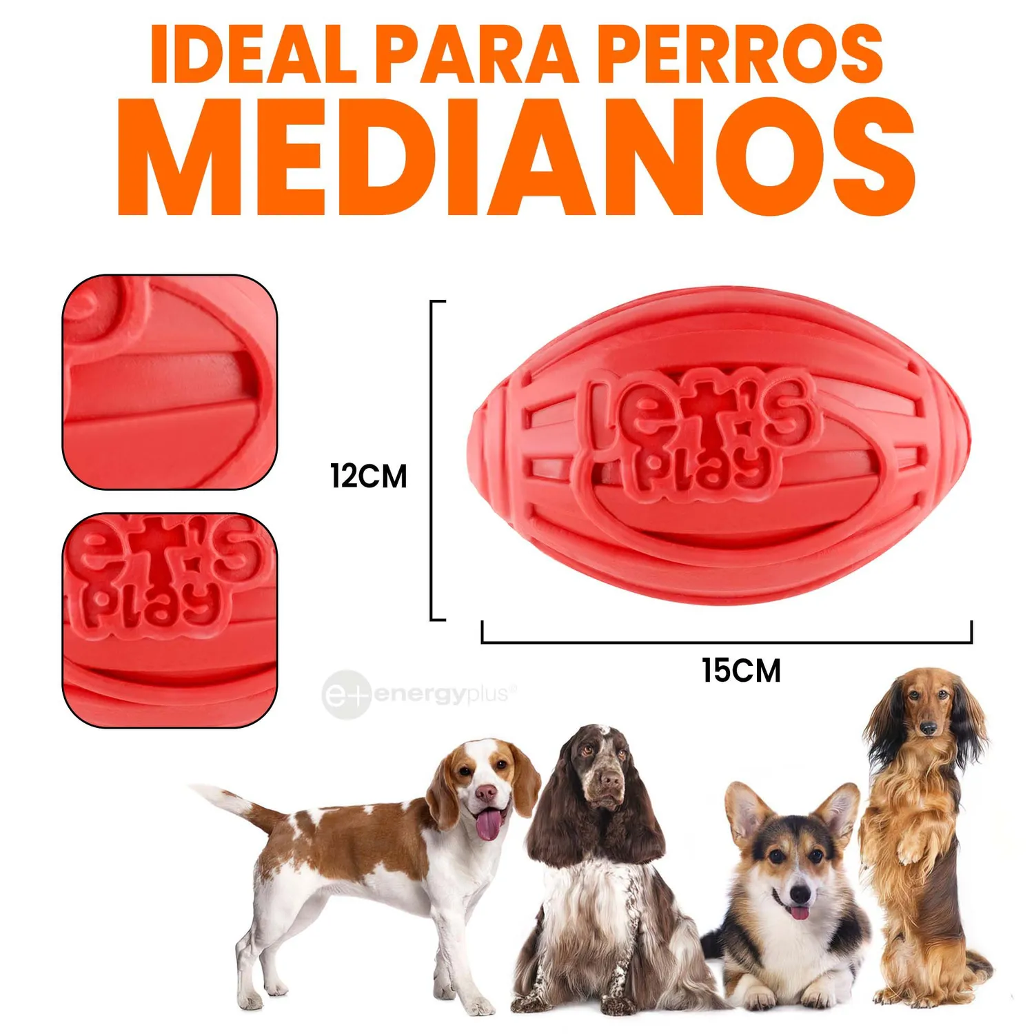 Juguete Para Perro: Balón Ovalado y Chillón Rojo 5