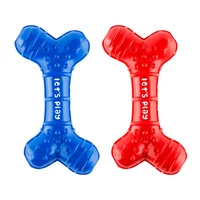 2 Juguetes Para Perro Mordedor Dental Hueso Goma Medianos Azul