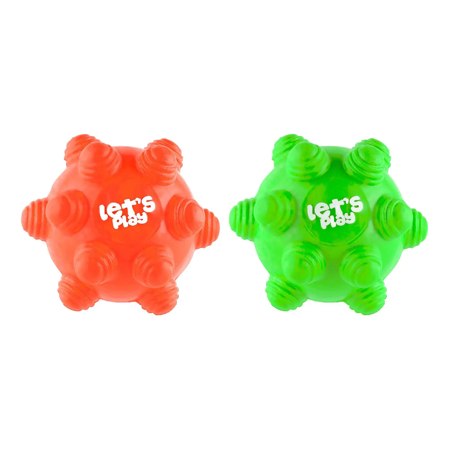 Kit X2 Pelotas Macizas En Goma Rebote Único Perros Naranja Verde