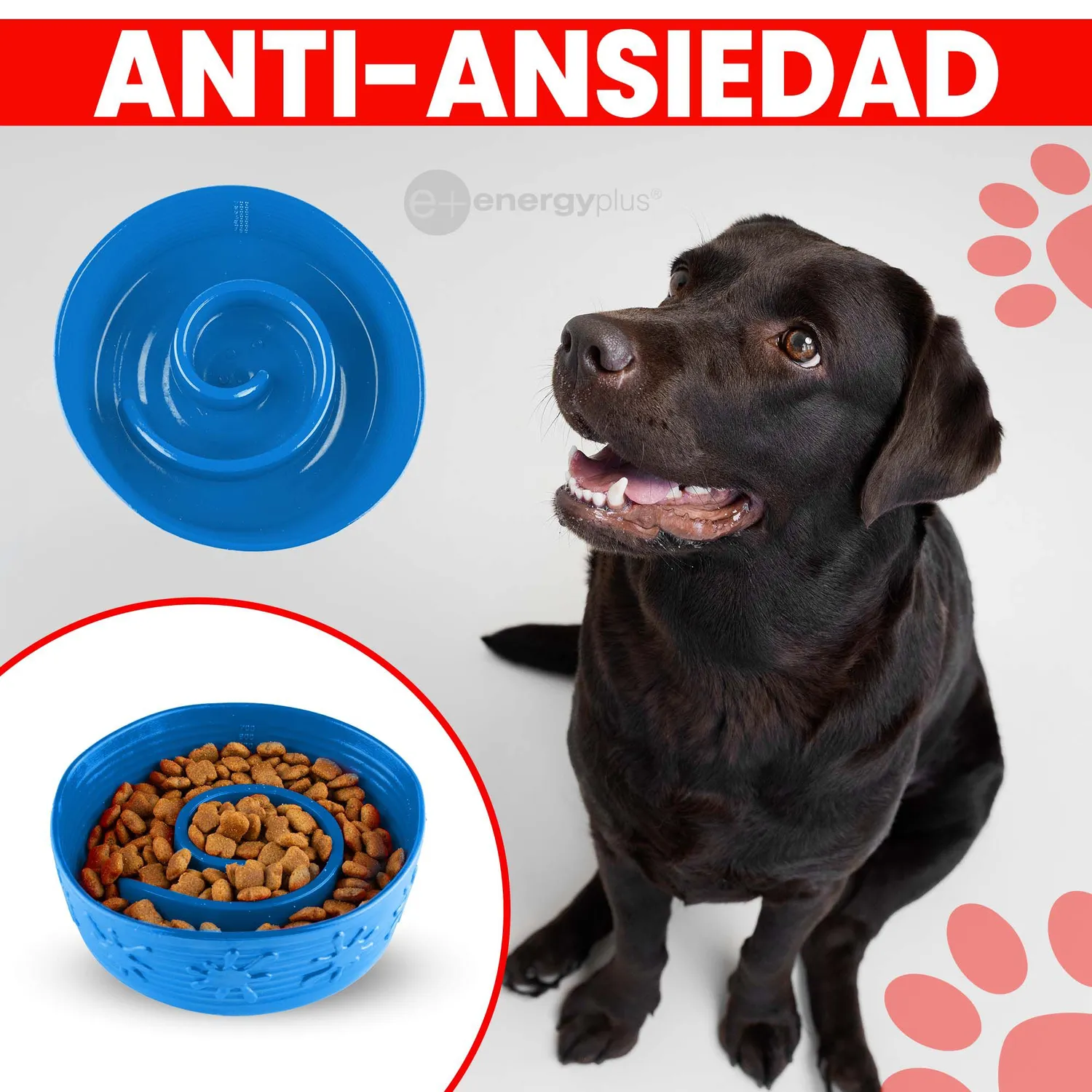 Plato Comedero Anti-ansiedad Para Perros Azul