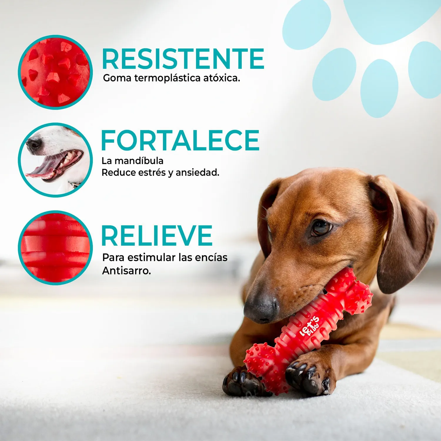Hueso Goma Antisarro Perros Peq Y Medianos Rojo 3