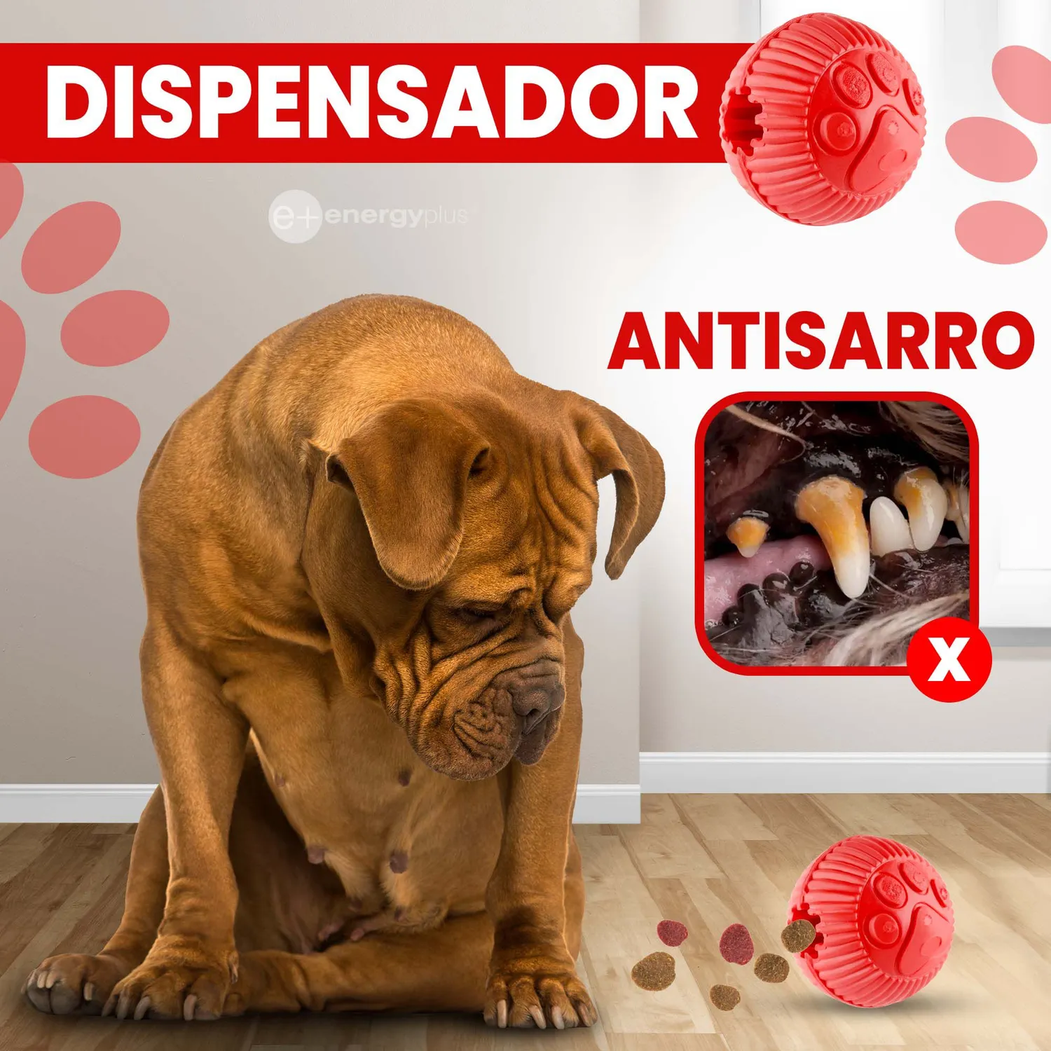 Pelota Con Dispensador Para Perros Rojo