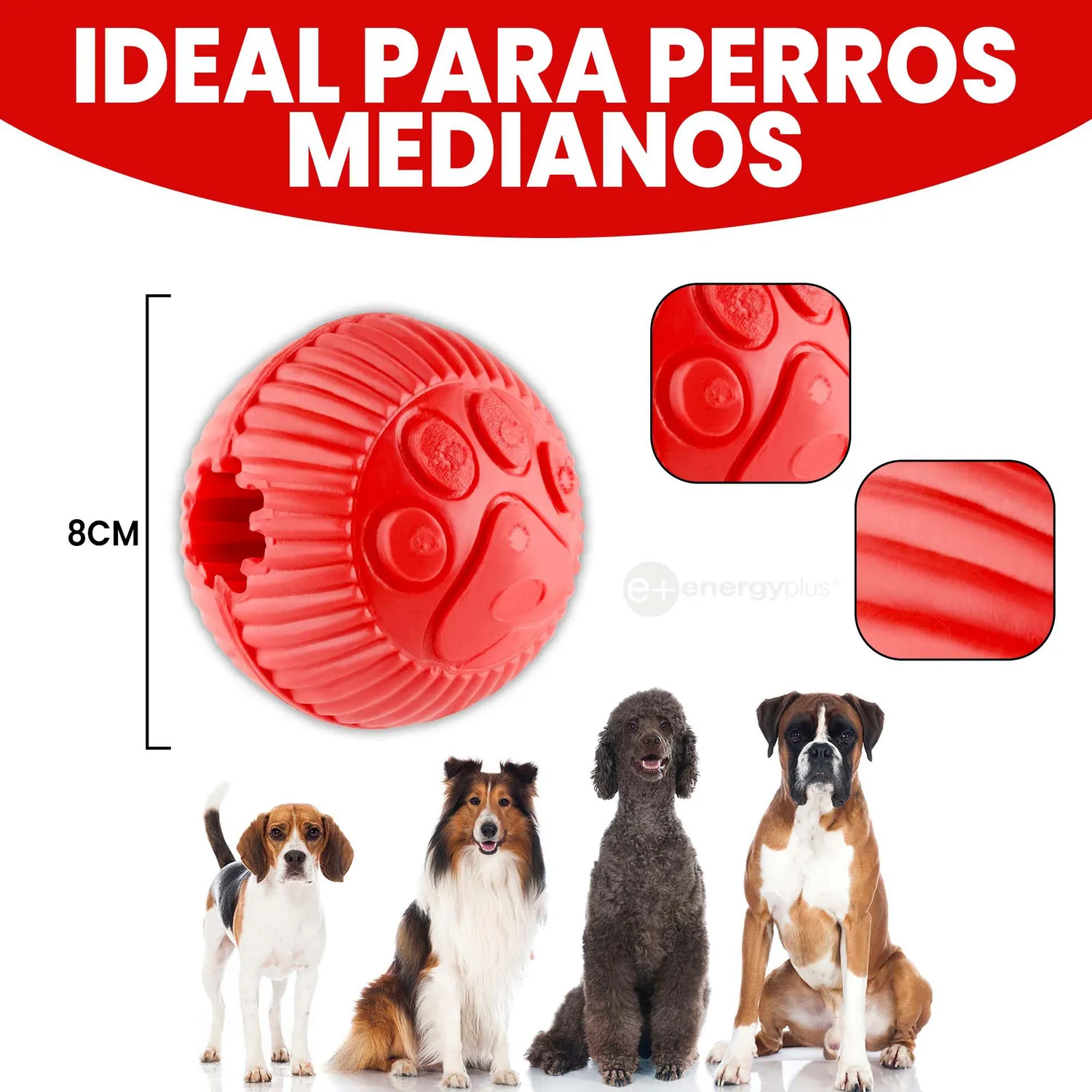 Pelota Con Dispensador Para Perros Rojo 5