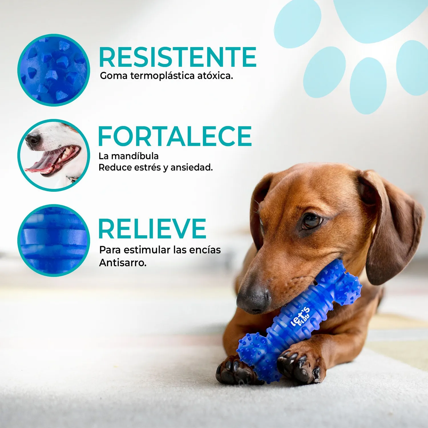 Hueso Goma Antisarro Perros Peq y Medianos Azul 3