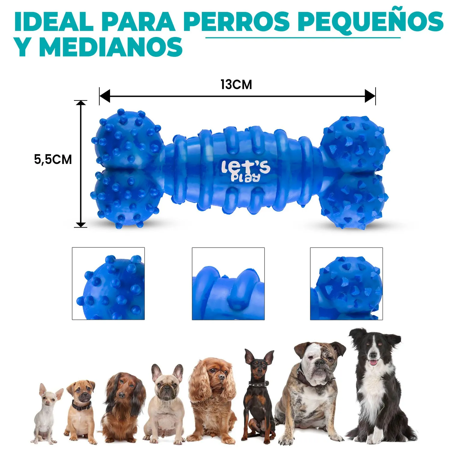Hueso Goma Antisarro Perros Peq y Medianos Azul 5