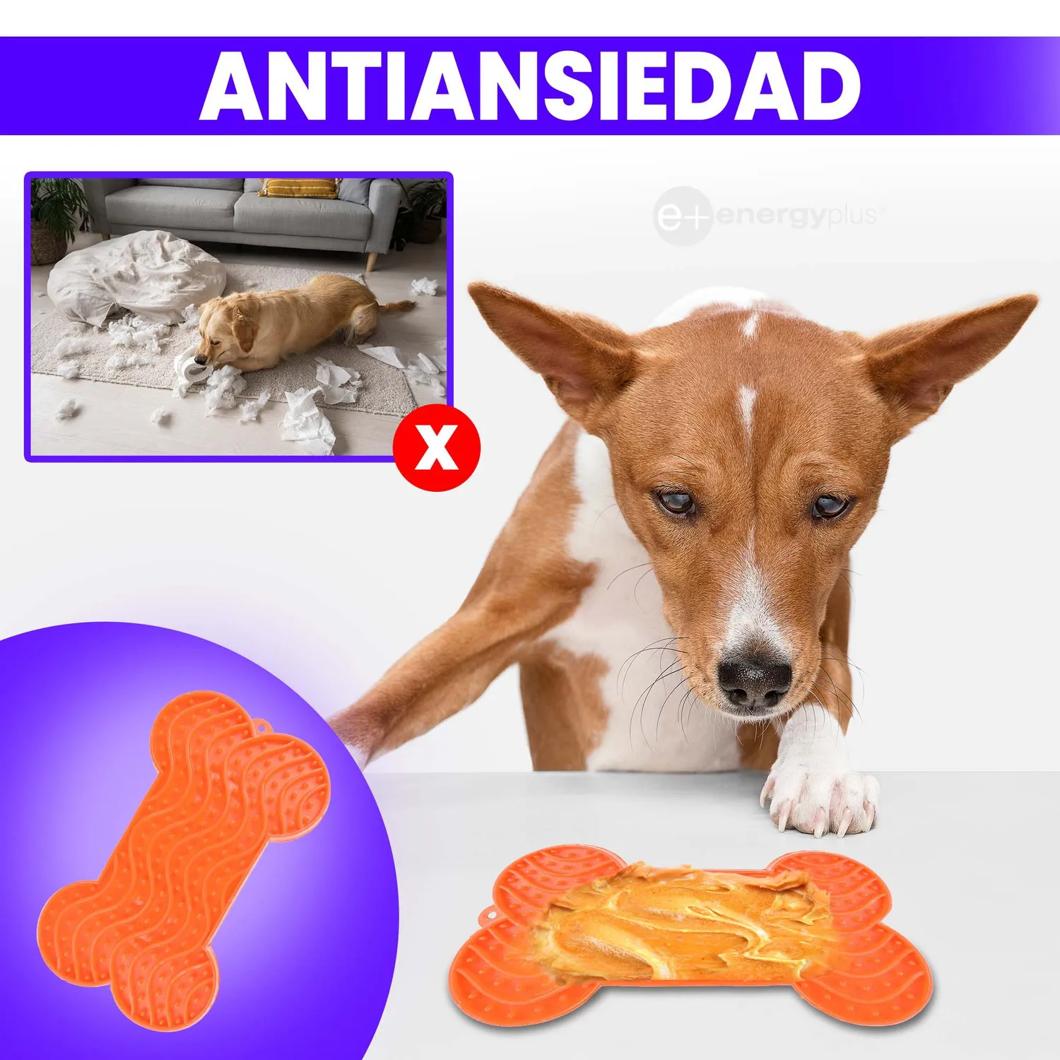 Lamedero y Juguete Antiansiedad Perros Naranja