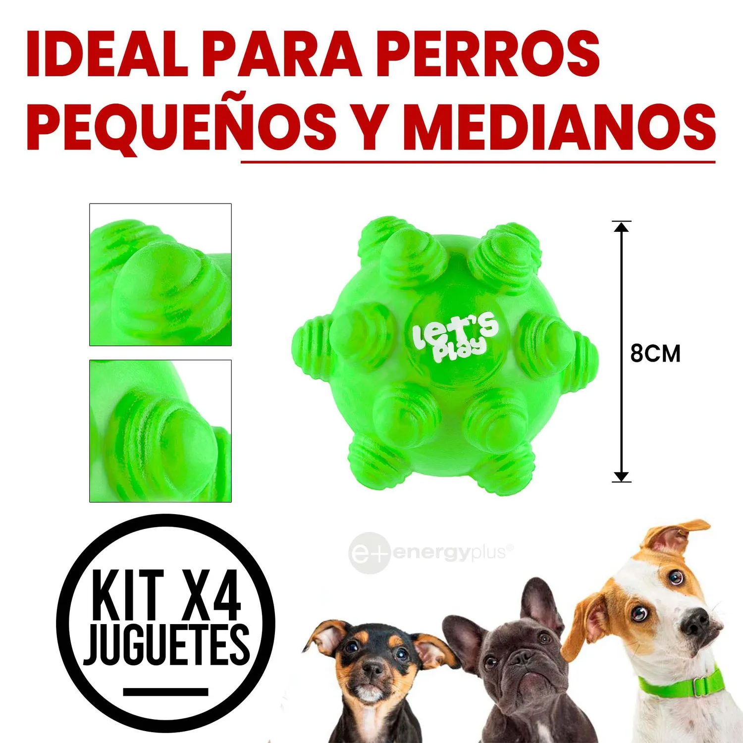 Kit X4 Pelotas Macizas En Goma Rebote Único Perros 5