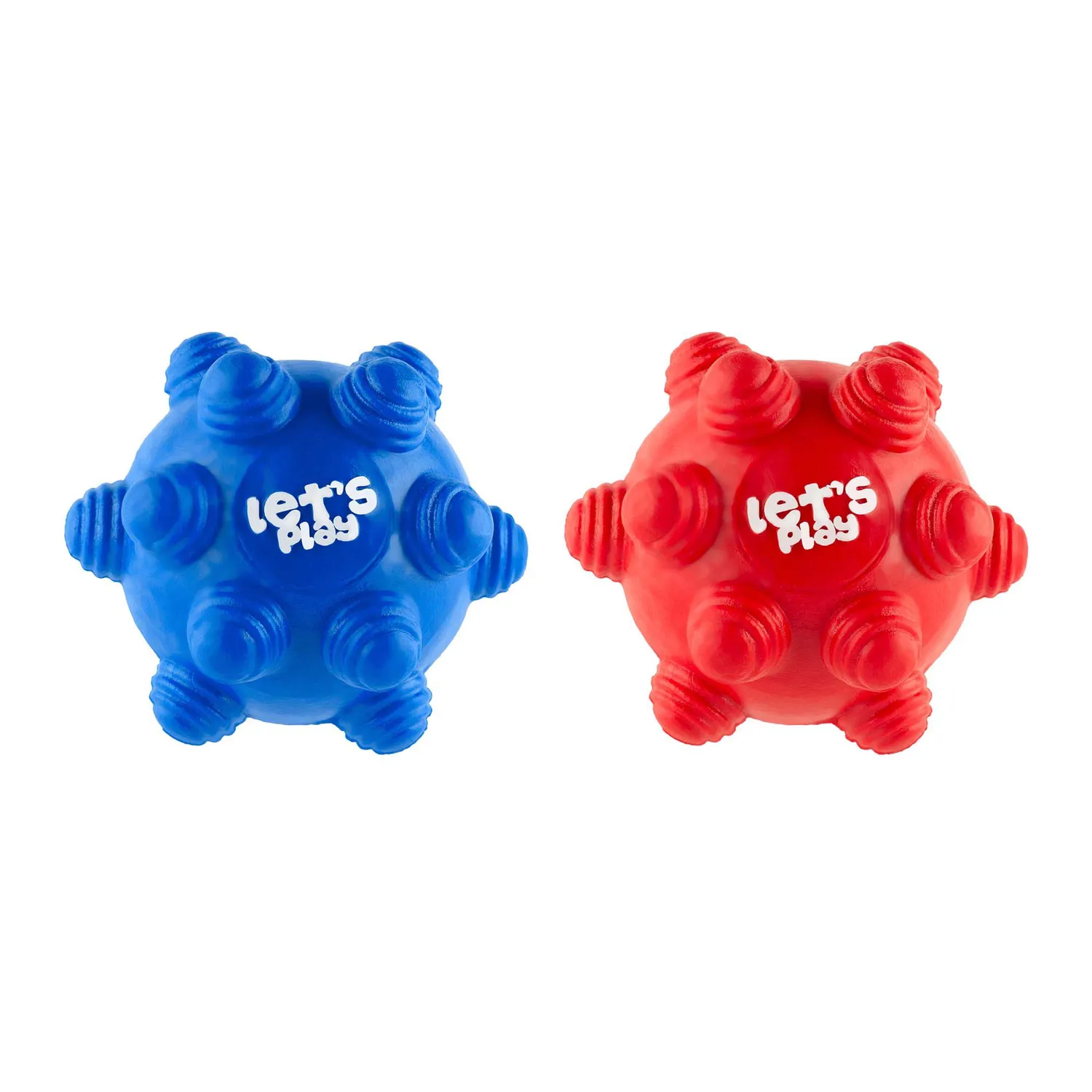 Kit X2 Pelotas Macizas En Goma Rebote Único Perros Azul Rojo