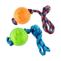 2 Juguetes Para Perro Con Pelota Y Cuerda Medianos Naranja Verde
