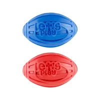 2 Juguetes Para Perro  Balón Ovalado Y Chillón Azul Rojo