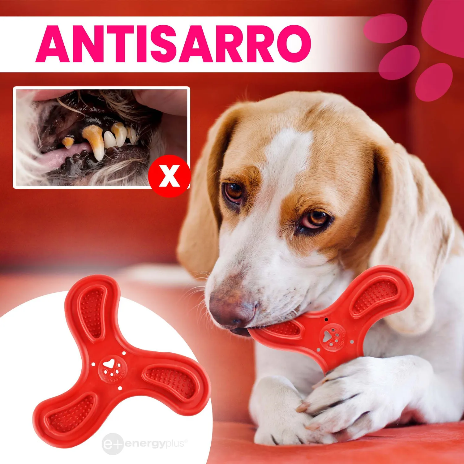 Boomerang De Goma Perros Resistente Para Masticar Rojo