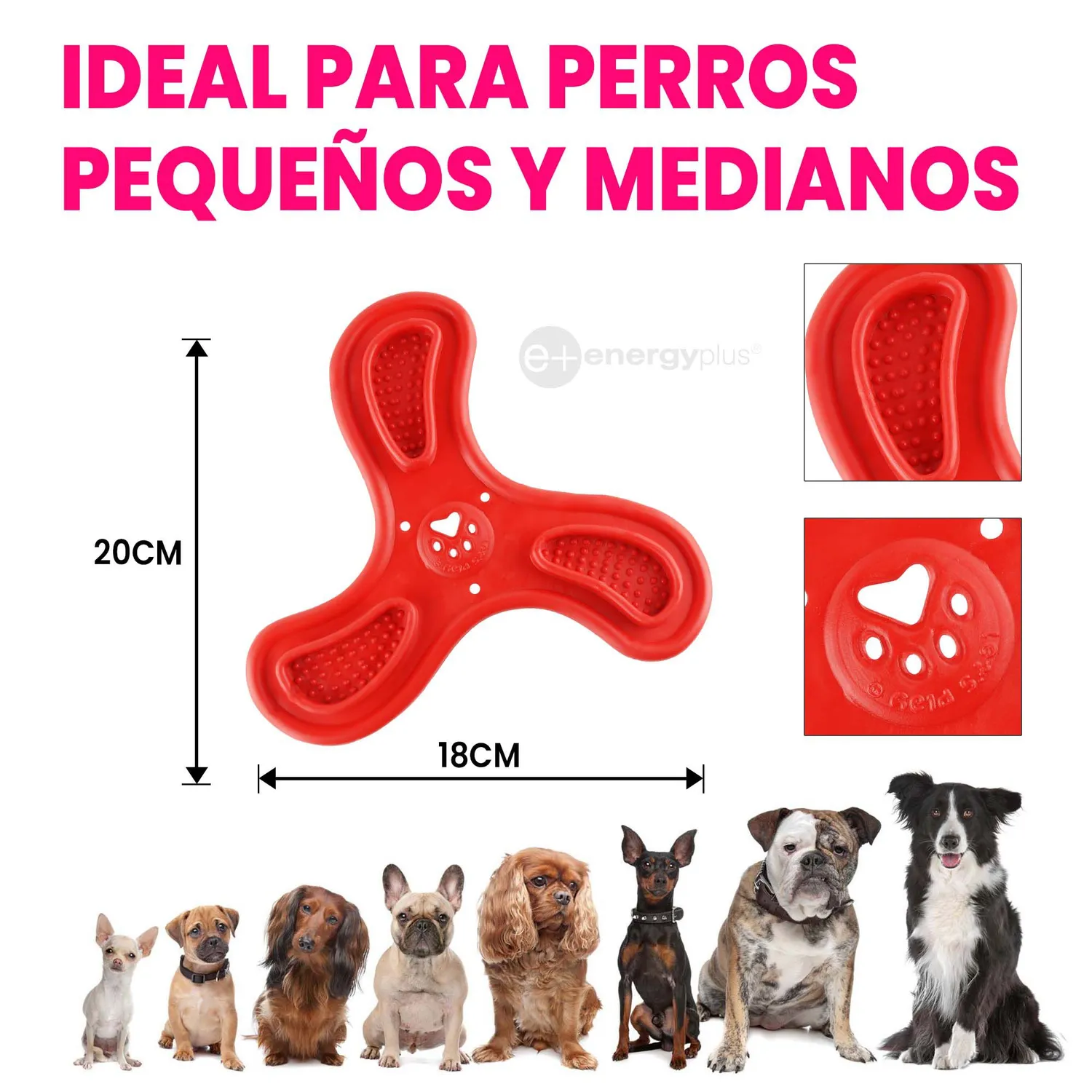 Boomerang De Goma Perros Resistente Para Masticar Rojo 5
