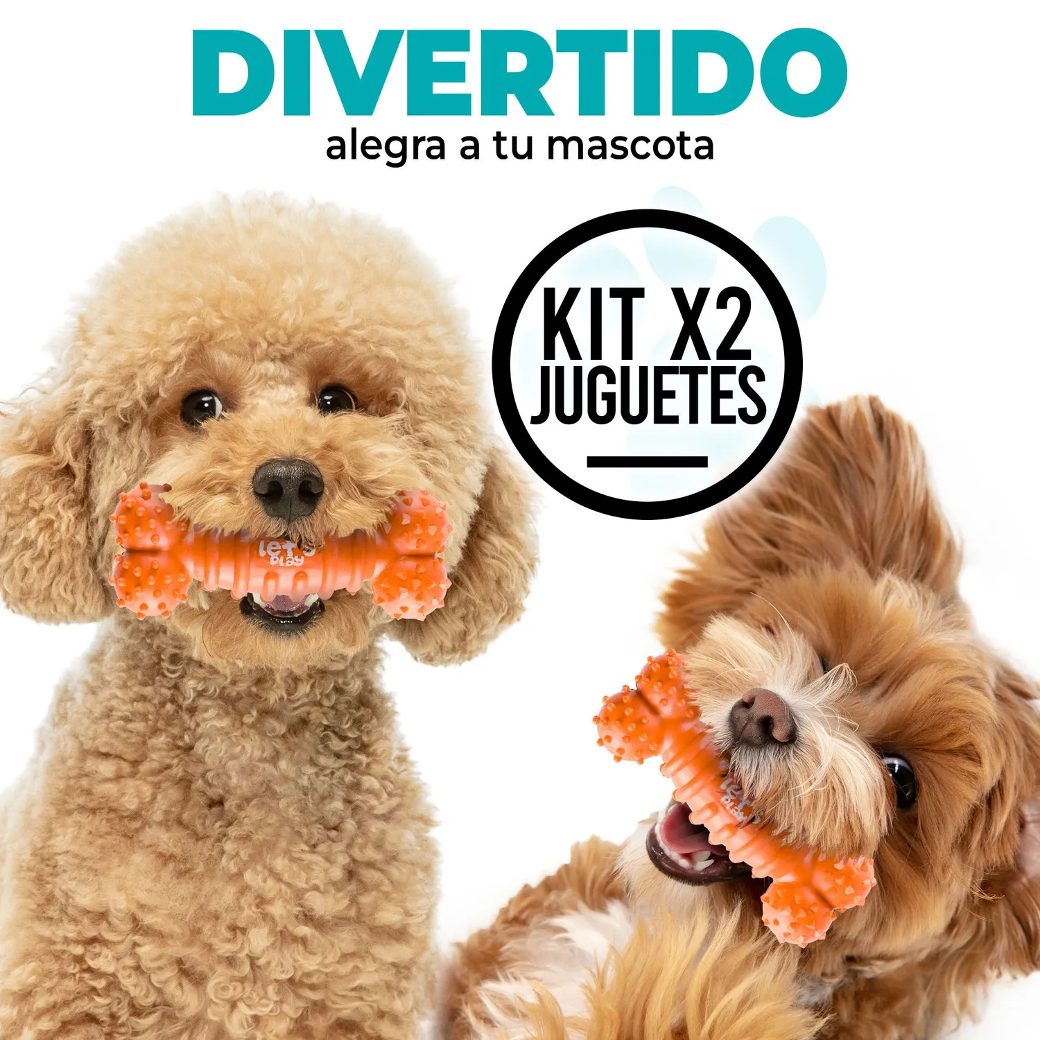 2 Huesos  Para Perro De Goma Antisarro Mediano Naranja Verde 3