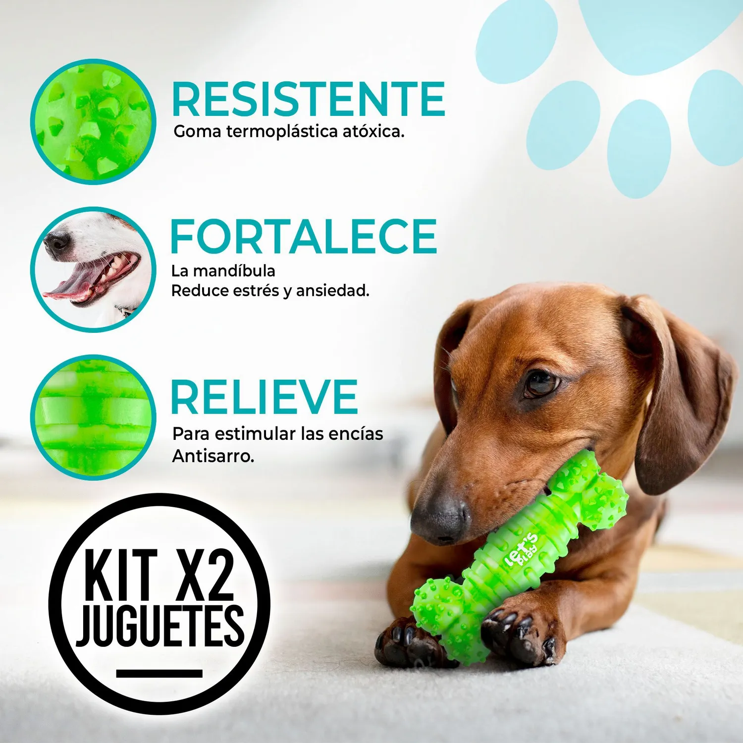 2 Huesos  Para Perro De Goma Antisarro Mediano Naranja Verde 4