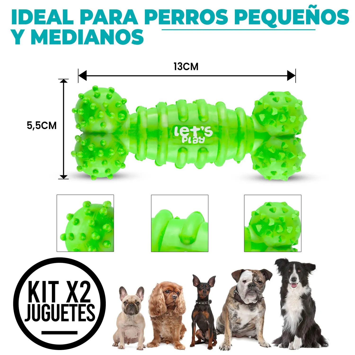 2 Huesos  Para Perro De Goma Antisarro Mediano Naranja Verde 5