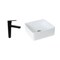 Kit Lavamanos Sobreponer Bari Vessel+Grifería Mezclador Nott Negra