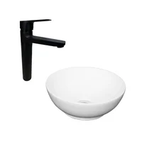 Kit Lavamanos Sobreponer Bowl 37 Diam+Grifería Mezclador Nott Negra