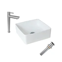 Kit Lavamanos Sobreponer Bari+Grifería Agua Fria Acero Inoxidable+Desague
