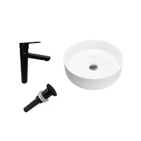 Kit Lavamanos Sobreponer Tomine+Grifería Mezclador Nott Ng+Desague Negro