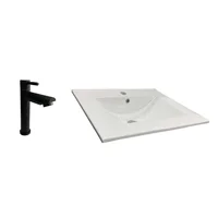 Kit Lavamanos incrustar Farzi 50x46+griferia agua fria negra