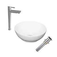 Kit Lavamanos Sobreponer Bowl 32 Cms+Grifería Agua Fria Acero Inox+Desague