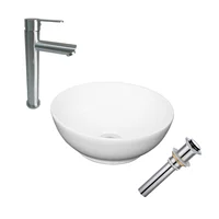Kit Lavamanos Sobreponer Bowl 37 Cms+Grifería Mezclador Acero Inox+Desague