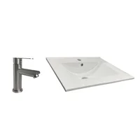 Kit Lavamanos Incrustar Farzi 50X46+Grifería Mezclador Acero Inoxiable