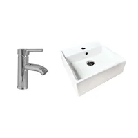 Kit Lavamanos Sobreponer Foi 38X38+Grifería Mezclador Iri Cromo Baja