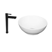 Kit Lavamanos Sobreponer Bowl 32 Cms+Grifería Agua Fria Negro