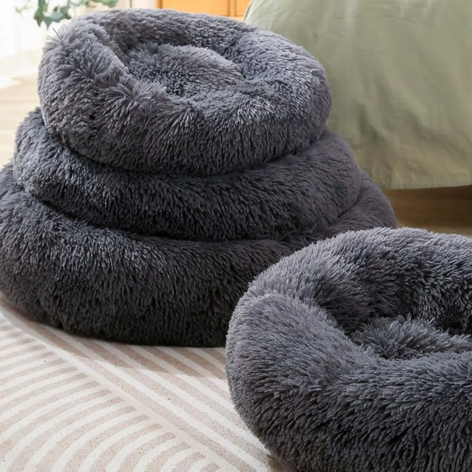 Cama Dona Para Perro 90x90x30cm Extra Grande Gris Maos Pets 5