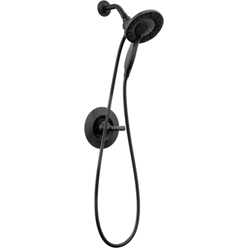 Brazo De Ducha Redondo De Pared 35 Cm Negro Mate